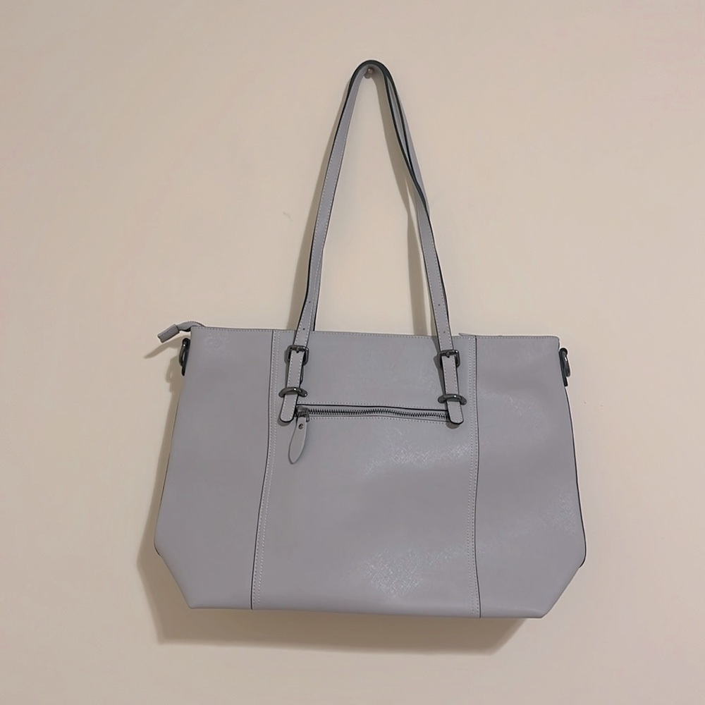 NWOT S-Zone Tote bag gray leather, Laptop carrier, travel bag